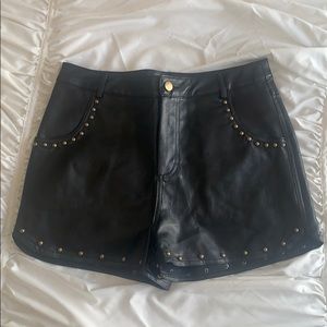 Size M black leather studded shorts - Never Worn